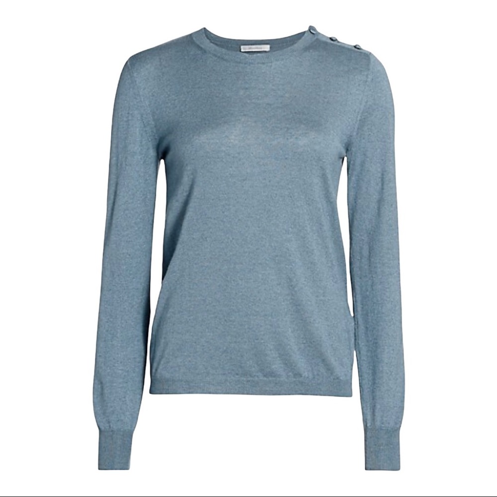 Max Mara Caraibi Silk-Cashmere Button-Shoulder Sweater- Large